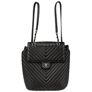 Chanel Black Lambskin Chevron Urban Spirit Backpack